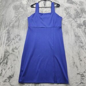Maurices Dress‎ Womens L Blue 24/7 Date Night Mini Square Neck Side Slit Stretch